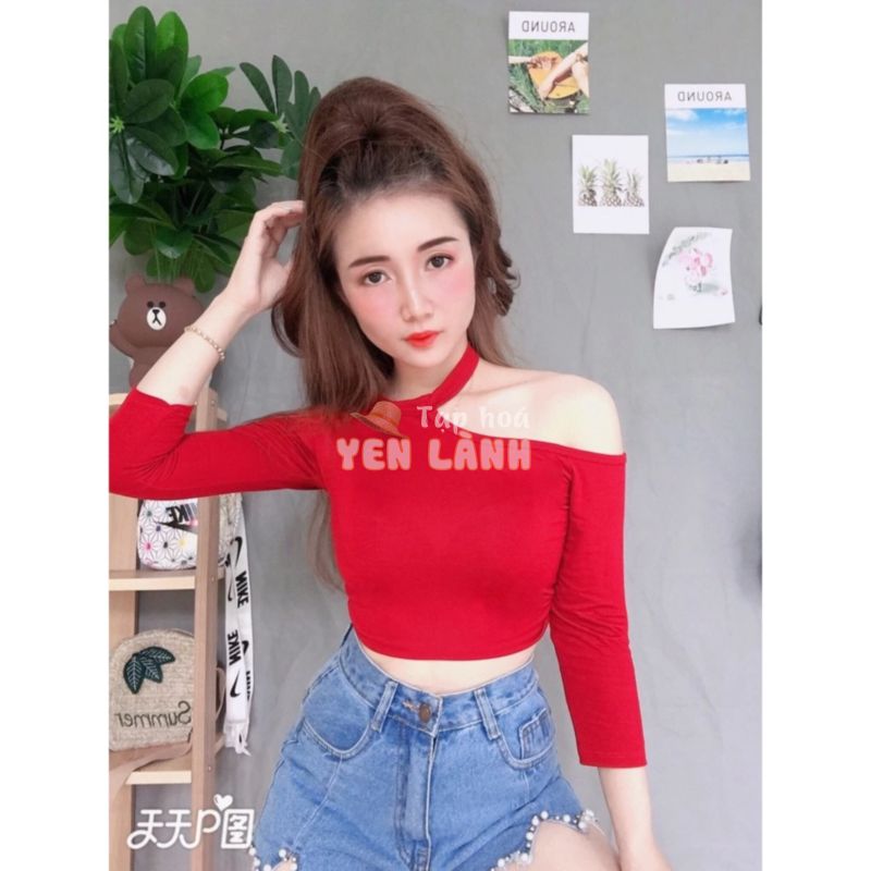 Áo Thun Croptop Nữ Dài Tay Khoét Cổ Ôm Body Gợi Cảm EVA AO 30341