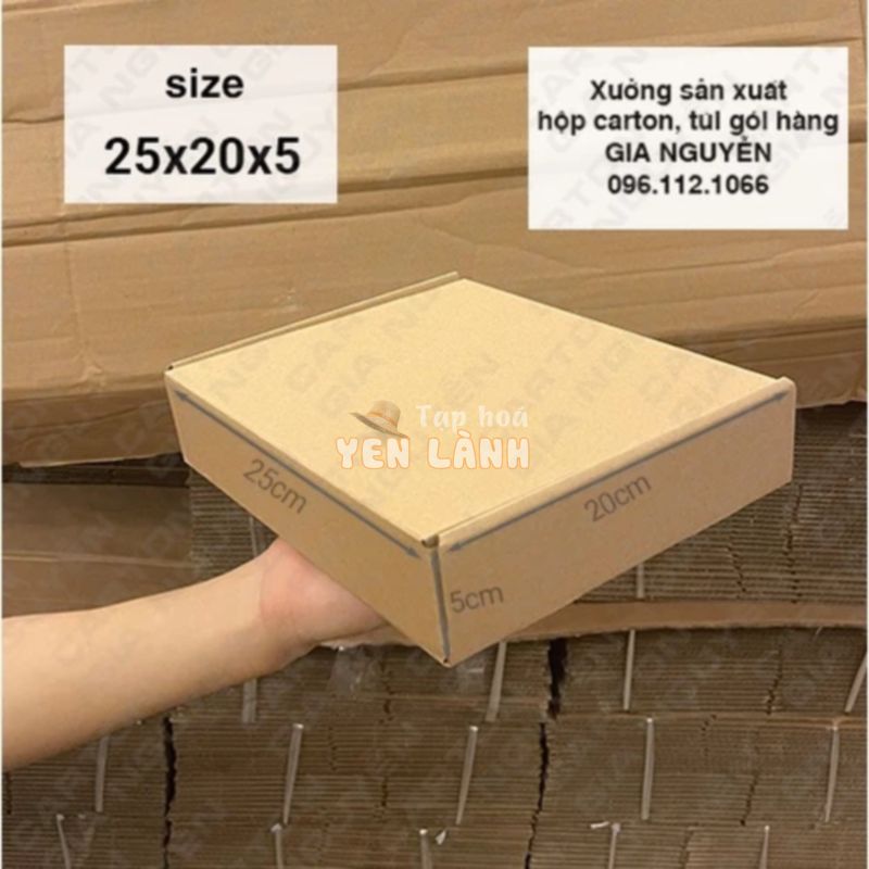 20 hộp carton nắp cài, nắp gài 25x20x5 dùng đóng gói áo thun, quần áo brand, sách truyện cho các shop online