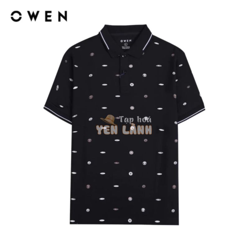 OWEN – Áo polo nam Owen màu ĐEN IN HOẠ TIẾT 231368 – Áo thun ngắn tay có cổ nam