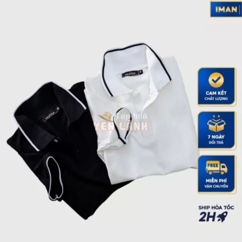 Áo PoLo Nam Nữ Phối Viền Cao Cấp, Polo Trơn Chất Vải Cotton Co Dãn 4 Chiều Bền Đẹp, Thoáng Mát – iMan Store