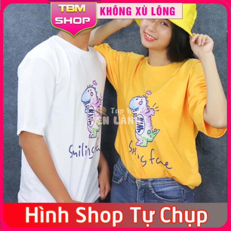 ❤️Free Ship❤️ Áo Thun Nam Nữ Free Size Phong cách – Áo Smiling Face Khủng Long TTL656