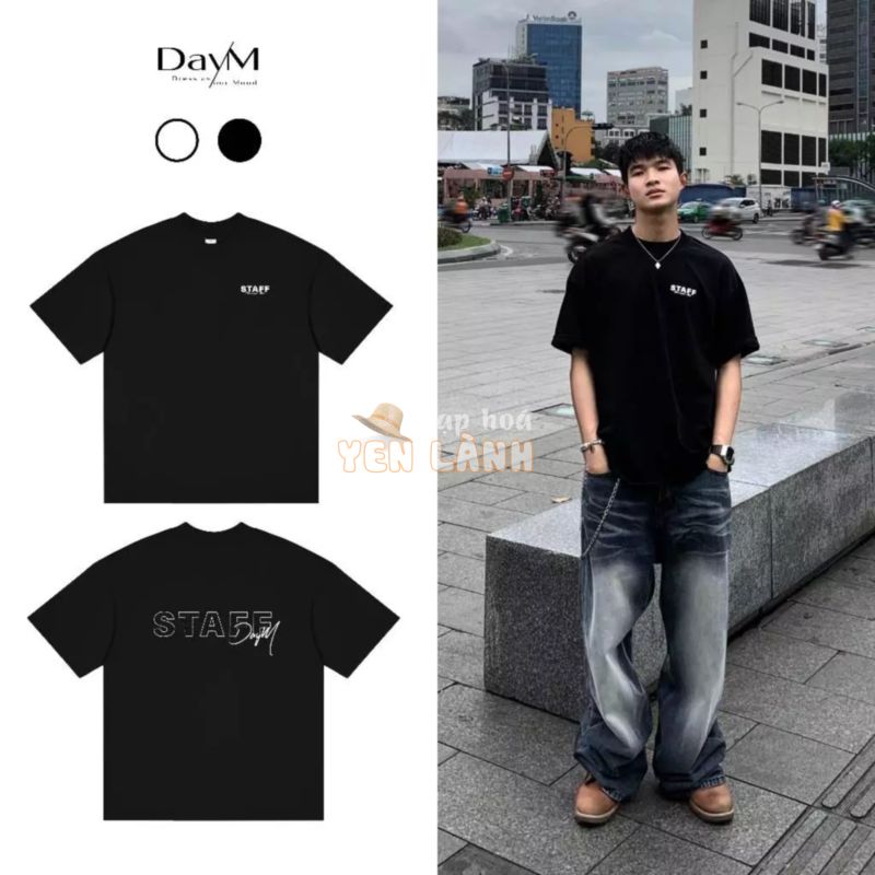 Áo Thun Nam DayM | STAFF – Form Âu, Oversize, 100% Cotton Co Giãn 2 Chiều Thoáng Mát, 250gsm