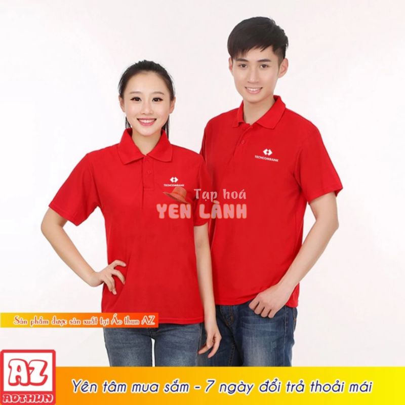 Áo thun đồng phục ngân hàng techcombank logo thêu – Vải cá sấu poly cao cấp AT22