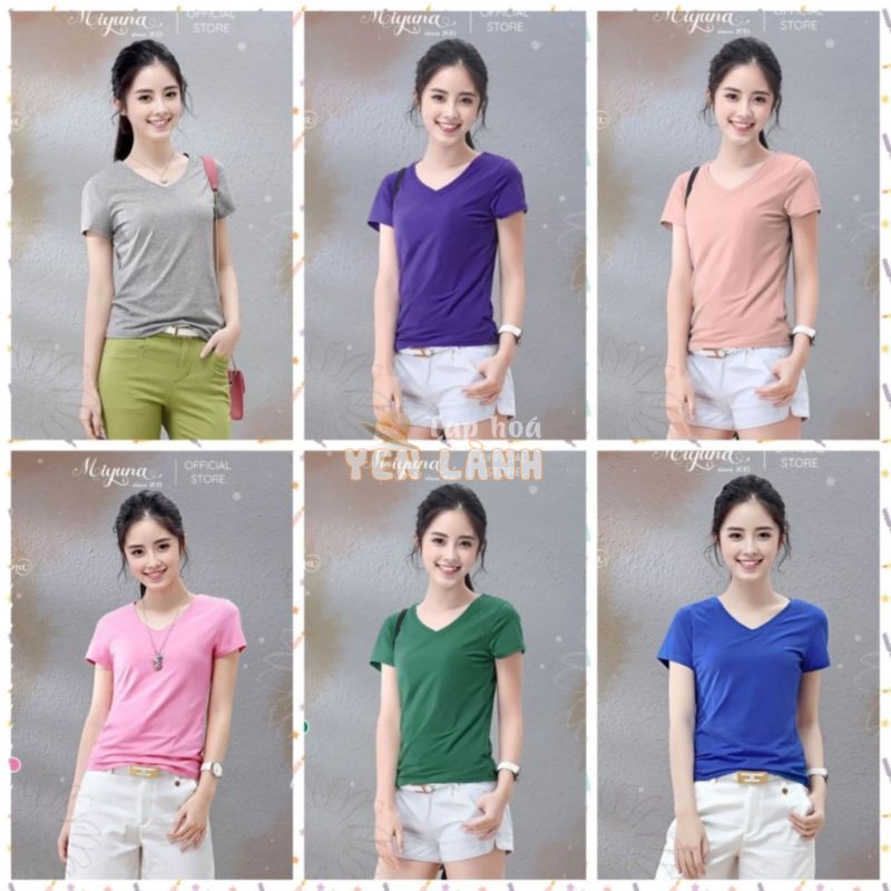 Áo Cotton Thái Cổ Tim Cao Cấp Nhiều Màu YUNA, Vải Thun Thái Xịn Đẹp Mền Mịn Thoáng Mát