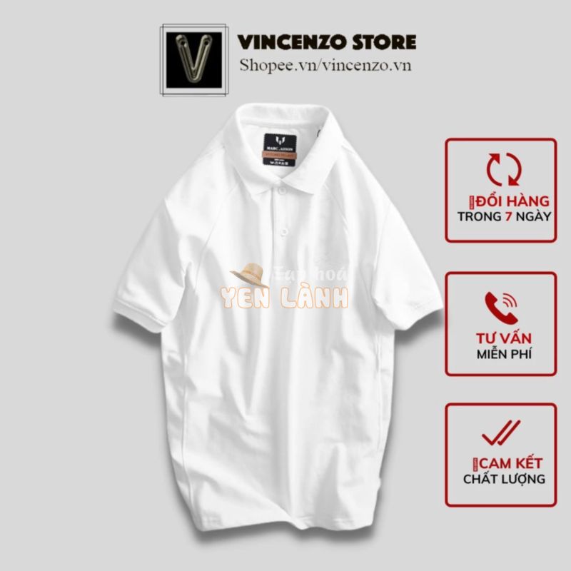 Áo thun nam tay ngắn có cổ polo trơn cao cấp mới, áo phông form rộng Vincenzo Store