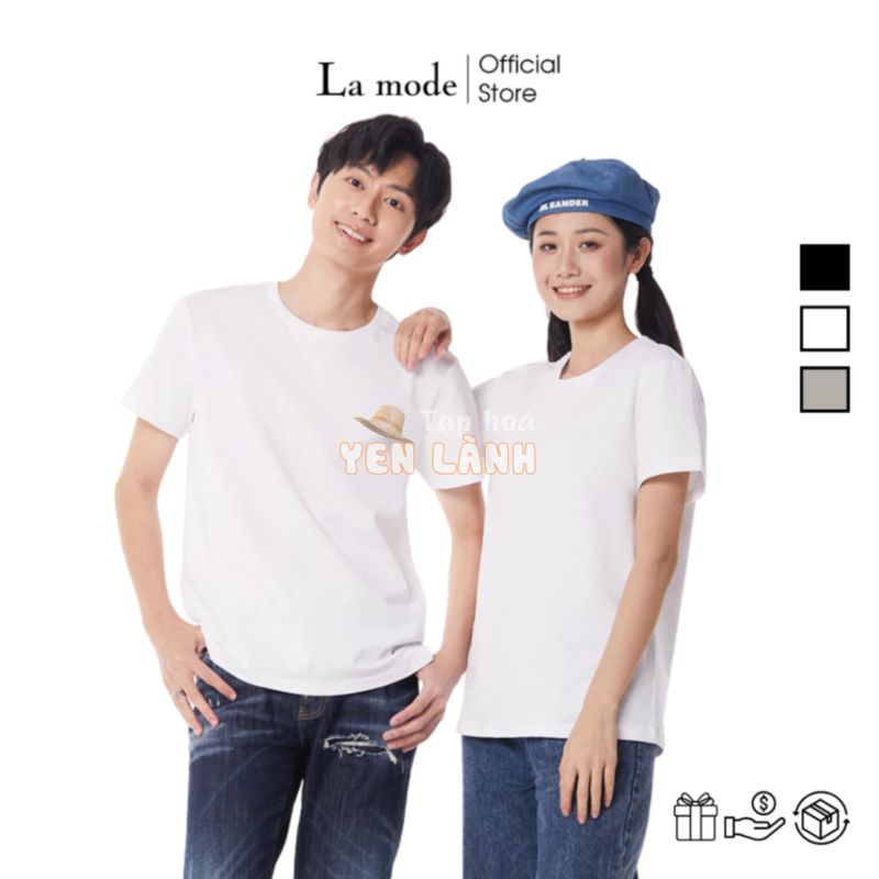 Áo Thun Trơn Phông Tay Ngắn Cổ Tròn Basic Unisex Nam Nữ Cho Nhóm, Lớp, Tập Thể Dã Ngoại Đi Biển, Áo Đôi – La mode