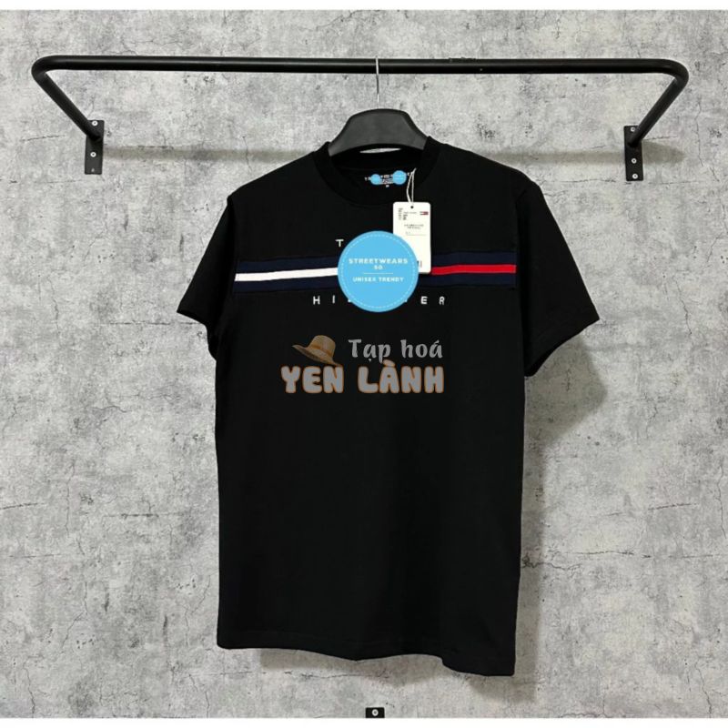 Áo Thun Tom.my có Logo Thêu Chữ Kí  + phối bo dệt hot trend cotton cao cấp nam nữ – Streetwears SG