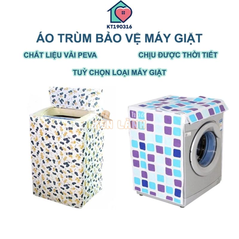 Áo Trùm Máy Giặt Loại Dày Lớn – Chất Liệu PEVA Mềm Mại Không Thấm Nước – Chống Nắng Chống Mưa