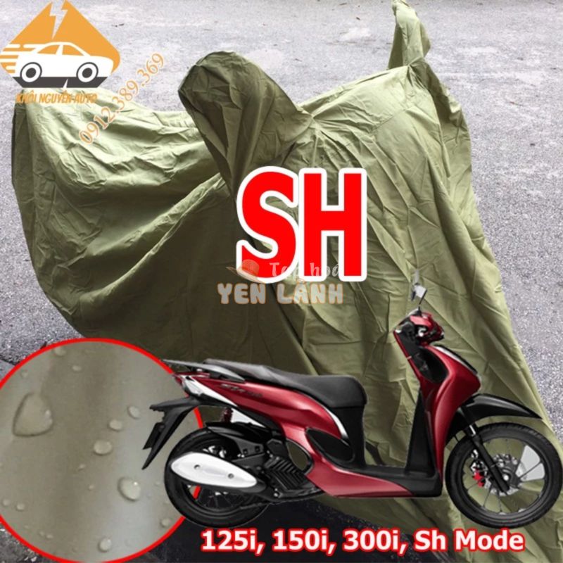 Áo Trùm Xe Sh Mode, SH 125i, 150i, 300i  Cao Cấp Có Tai Gương Siêu Dầy, Nặng Vải Dù Siêu Bền SẢN XUẤT TẠI VIỆT NAM