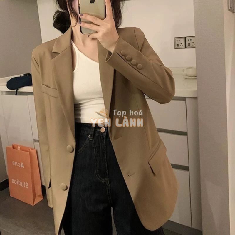 Áo Blazer  Nữ hàng cao cấp-phong cách Hàn quốc ulzzang quảng châu loại 1 -2 Màu Nâu đen Truyền thống from rộng