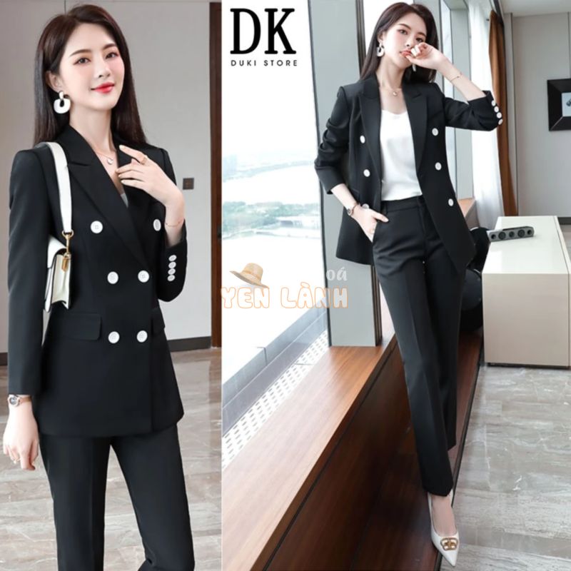 Bộ vest nữ thời trang 6 cúc đẹp màu đen sang trọng DKX0002 – DUKI STORE