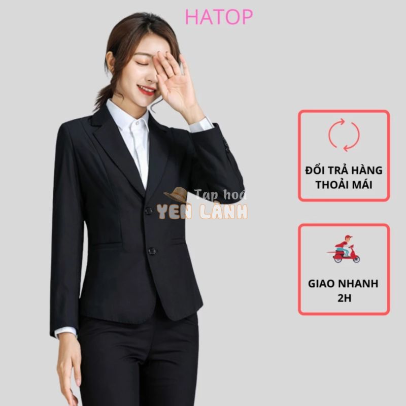 Áo vest nữ công sở tay dài HATOP cao cấp màu đen kaki AVDD403