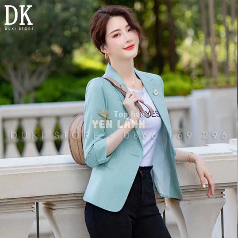 Áo vest nữ blazer tay lỡ màu xanh nhạt thời trang BLZ0008 – DUKI STORE