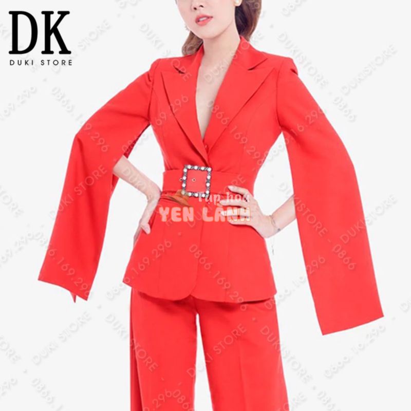 Vest thiết kế | Áo vest bộ vest nữ xẻ tay màu đỏ cao cấp – DUKI STORE