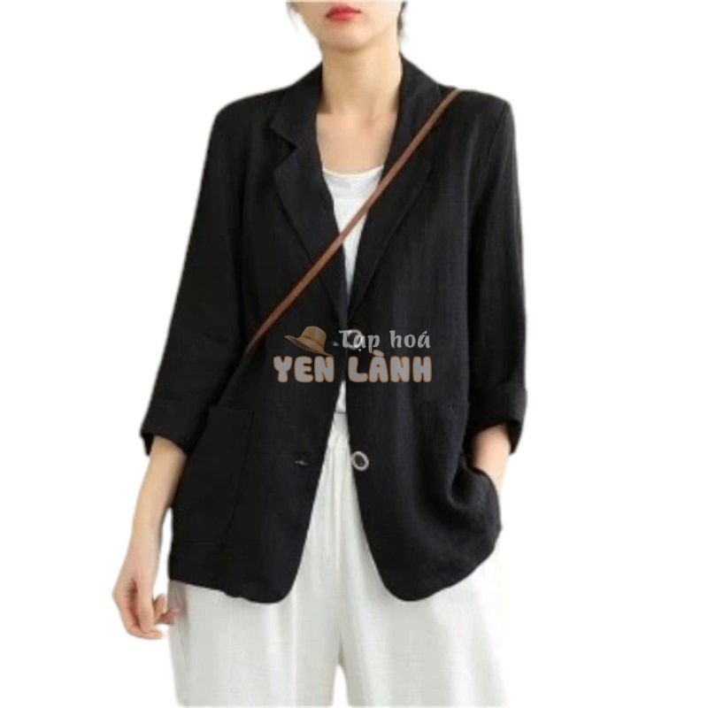 Áo vest-blazer dáng suông tay dài chất liệu đũi xước mỏng mát bay dáng phong cách Hàn Quốc ( mã SP 11)