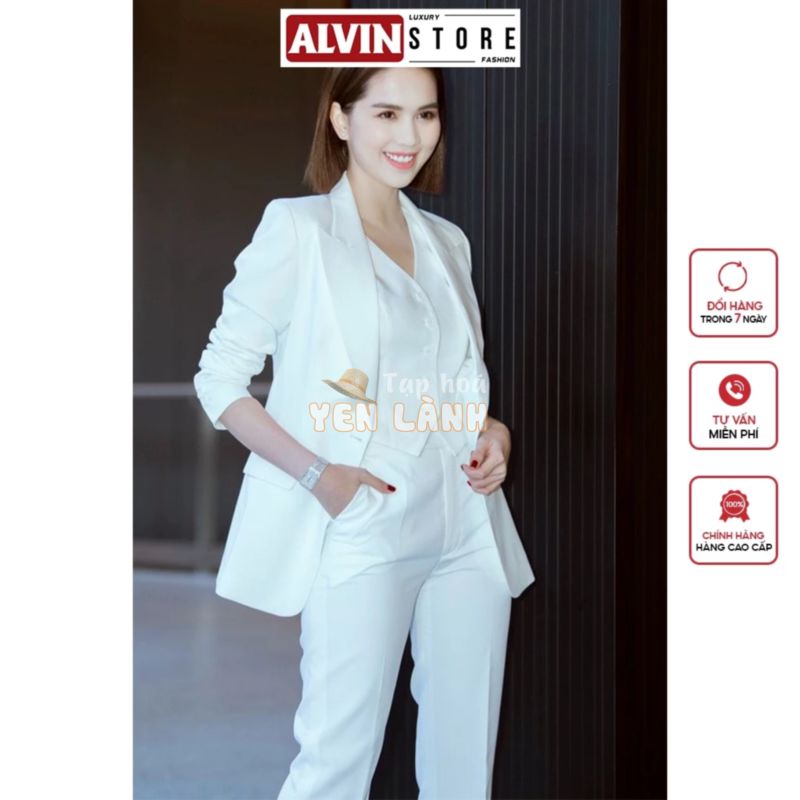 Set Vest Nữ Công Sở Nguyên Bộ Áo Vest Nữ Quần Dài Trắng Cao Cấp (Tặng Kèm Áo Gi Lê Cao Cấp Y Hình) Alvin Store 2665