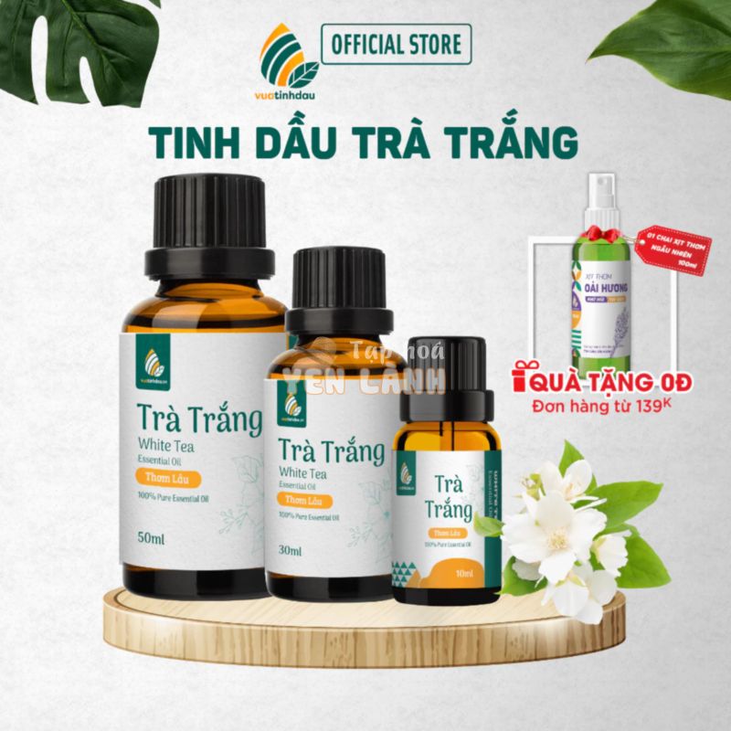 Tinh Dầu Trà Trắng Nguyên Chất Thơm Phòng Thơm Xe 10ml/30ml/50ml VUATINHDAU Tinh Dầu Thơm Quần Áo,Treo Xe Ô Tô