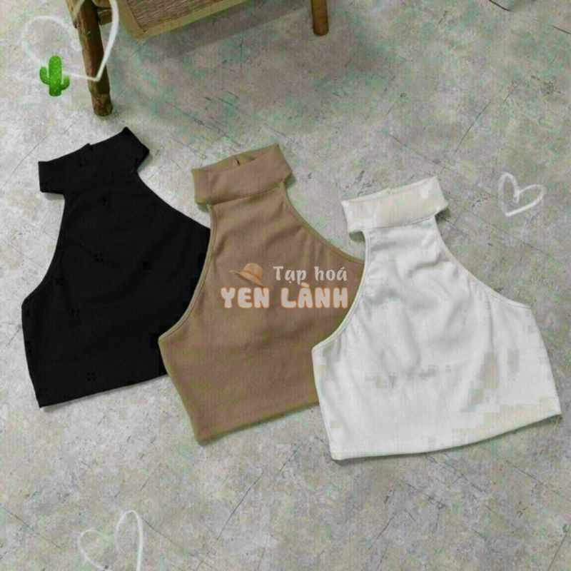 áo yếm croptop cổ cao cài nút sau