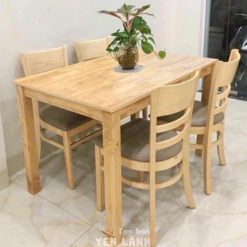 Bàn ăn 4 ghế cabin (Bàn 100*60*75cm ).(chất liệu gỗ cao su) Sơn PU chống nước ( Ship hoả tốc HCM)