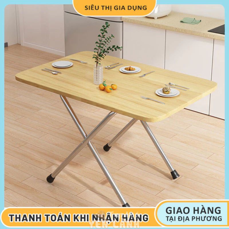 Bàn Ăn Bàn Học Bằng Gỗ Gấp Gọn Thông Minh Chân Kim Loại Chữ X Chắc Chắn Nhỏ Gọn Không Chiếm Diện Tích Không Gian