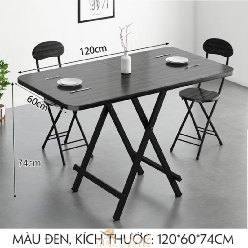 ( COMBO 1BÀN + 4 GHẾ ) Bàn ăn gia đình decor 2 mảnh khung sắt gấp gọn mini thông minh tiện lợi mặt gỗ MDF