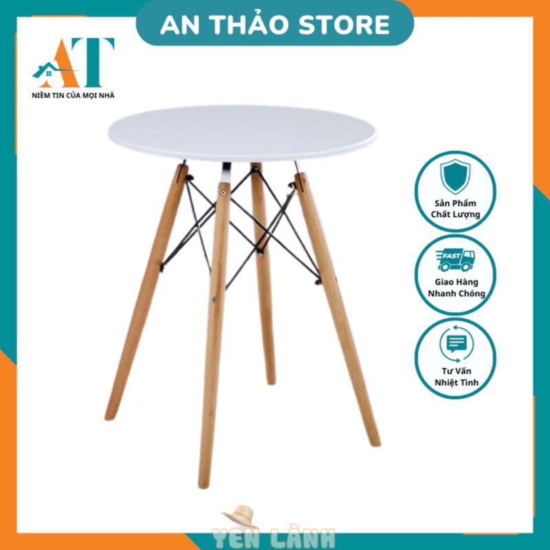 ( HÀNG NHẬP KHẨU) BÀN EAMES TRÒN Đường Kính 60cm chân Gỗ Bàn Làm Việc,Bàn Ăn,Cafe(CAM KẾT NHƯ HÌNH 100%)