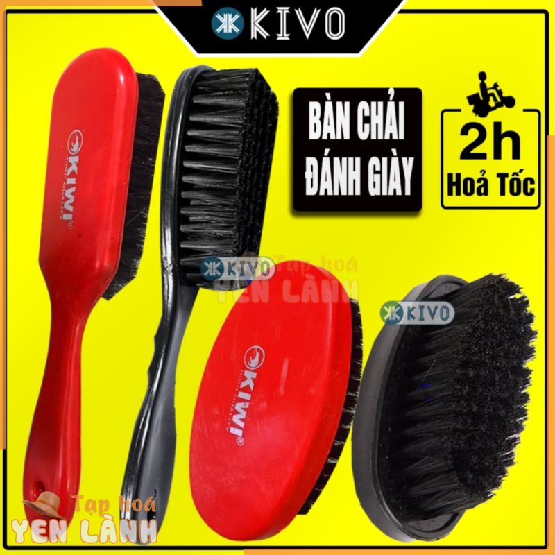 Bàn Chải Đánh Giày KIWI CÓ CÁN Lông Mềm Mại – Dụng Cụ Vệ Sinh Giày – Bộ Đánh Giày Kivo