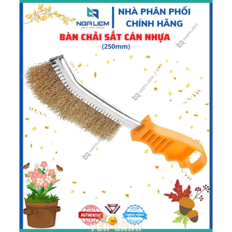 Bàn chải đánh rỉ sắt cán nhựa đỏ sợi đồng loại cầm tay Liwin (đánh bóng) [Giá cạnh tranh]