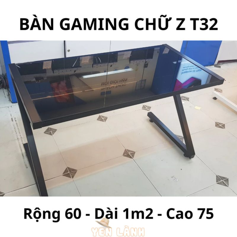 Bàn Gaming Chữ Z,K Bàn Chơi Game Cao Cấp Khung Thép Phun Sơn Tĩnh Điện Mặt Kính Cường Lực