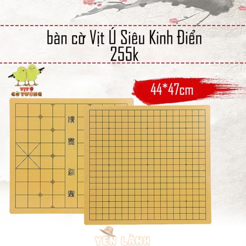 bàn cờ tướng gỗ ván ép, 2 mặt tích hợp cờ tướng và cờ vây, vân gợn đẹp, đường in sắc nét siêu đẹp