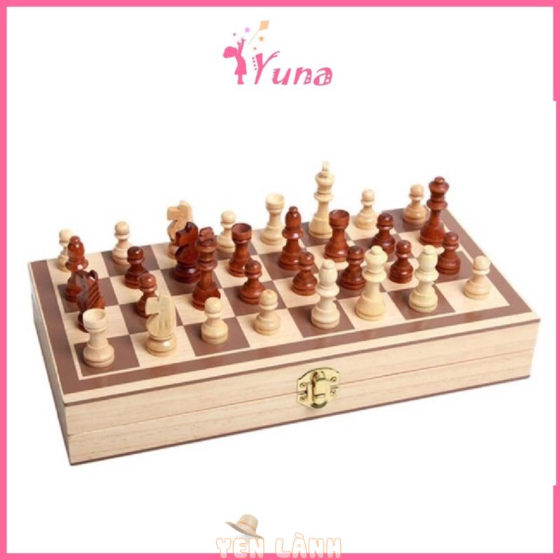 Bàn cờ vua bằng gỗ có nam châm sang trọng gọn nhẹ 29 x 28cm – Đồ chơi thông minh cho bé