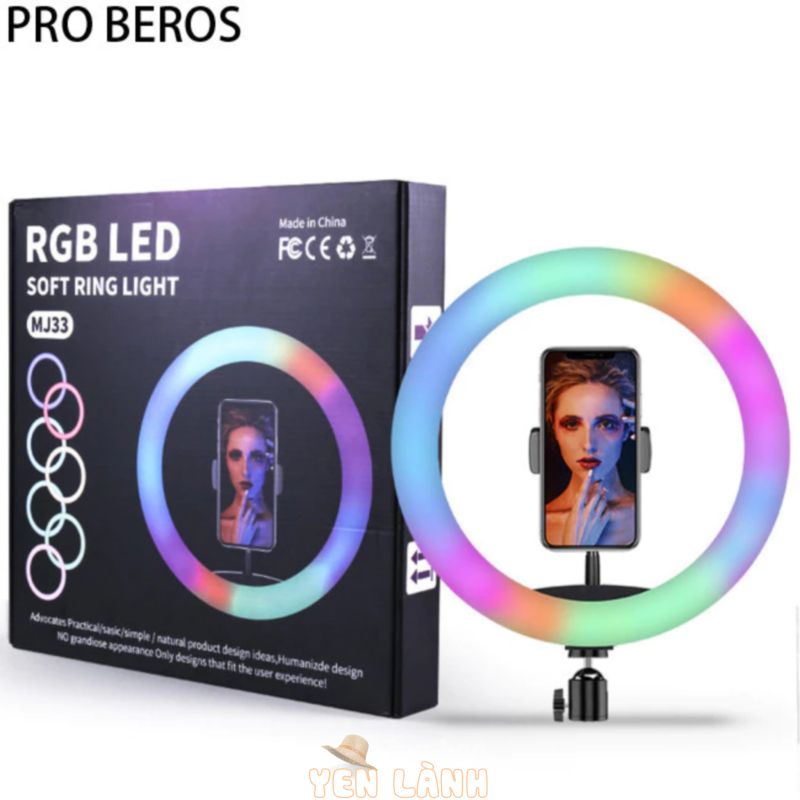 Pro BEROS MJ26 Led Selfie Ring Light có chân máy Giá đỡ điện thoại Máy tính để bàn Vòng tròn ánh sáng để chụp ảnh Trang điểm Live Stream