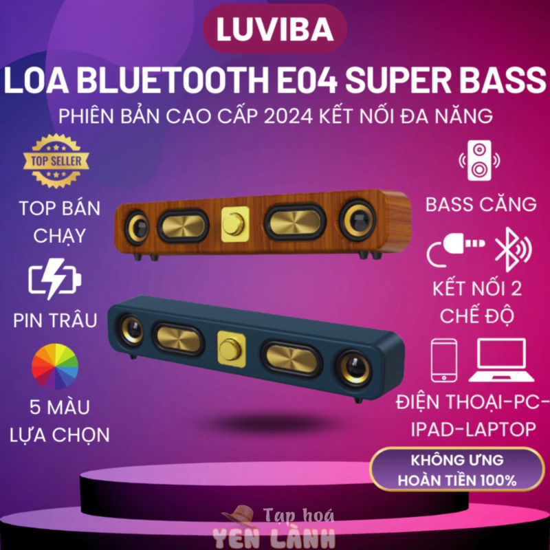 Loa bluetooth mini bass mạnh to, Loa vi tính máy tính để bàn laptop công suất lớn LUVIBA E3404