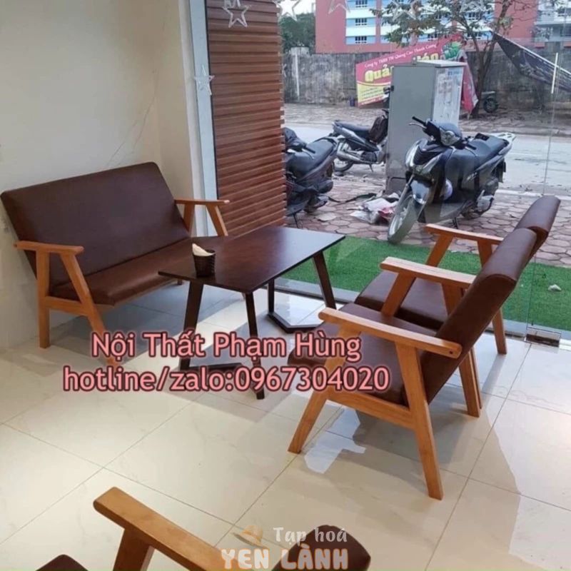 bộ bàn ghế sofa quán cf trà sữa giá rẻ sofa gỗ màu khách tự chọn