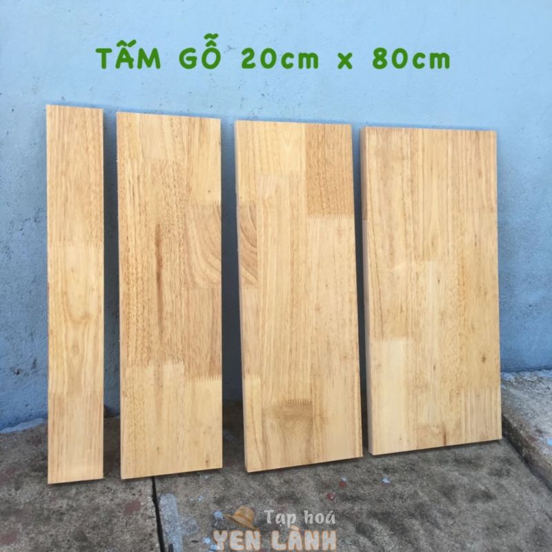 Thanh gỗ tấm gỗ cao su 20x80cm dày 15mm làm khung xương bàn ghế kệ gỗ sơn phủ 2 mặt chống thấm nước