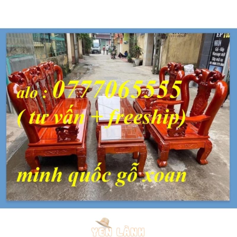 Bộ bàn ghế phòng khách minh quốc đào gỗ xoan ta