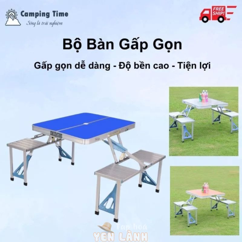 Bộ Bàn Ghế Gấp Gọn Tiện Lợi Bàn Dã Ngoại Cắm Trại Inox Bàn Ngoài Trời Kèm 4 Ghế Để Sân Vườn Ban Công