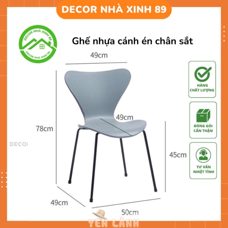 Ghế nhựa cánh én chân sắt sơn tĩnh điện cao cấp, ghế bàn cafe thời trang cao cấp – Decor Nhà xinh