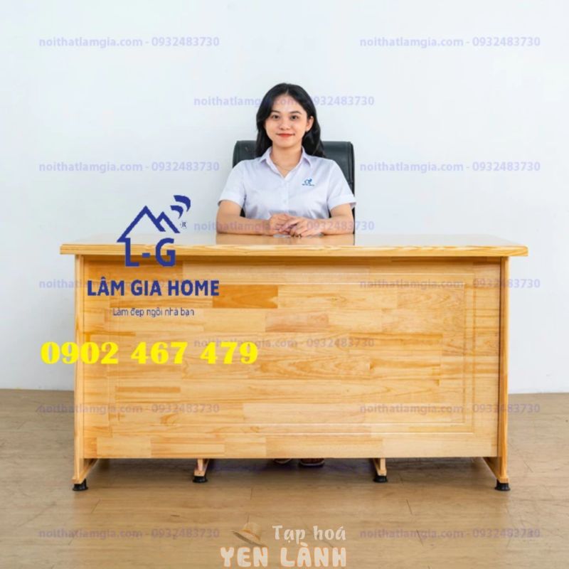 Bàn làm việc giám đốc gỗ tự nhiên HCM 5 hộc kéo 1 hộc tủ (video sp)