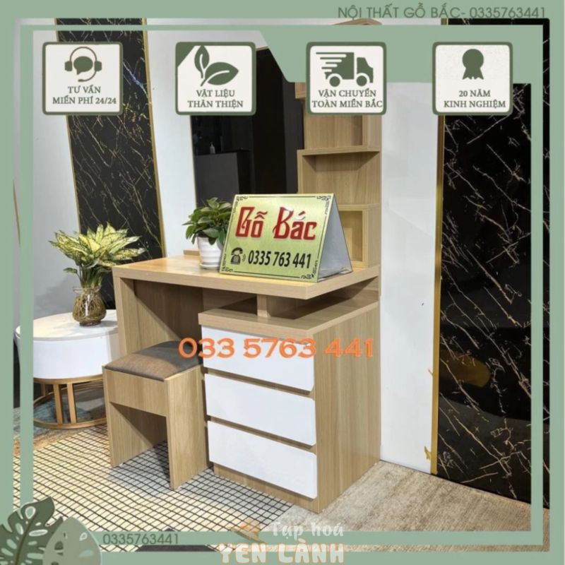 Bán phấn – Bàn trang điểm có 3 ngăn kéo tiện lợi màu sắc trang nhã gỗ MDF phủ melamine gỗ dày