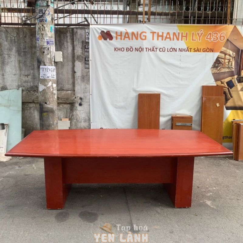 Bàn họp văn phòng, bàn họp gỗ công nghiệp, bàn họp công ty, bàn họp cao cấp 1m2x2m4 Hòa Phát mới 90%