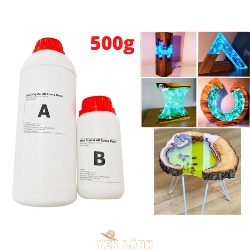 Keo AB Đổ Nhựa Phủ Sàn Vẽ 3D Đổ Bàn Gỗ Epoxy Resin 500 gram