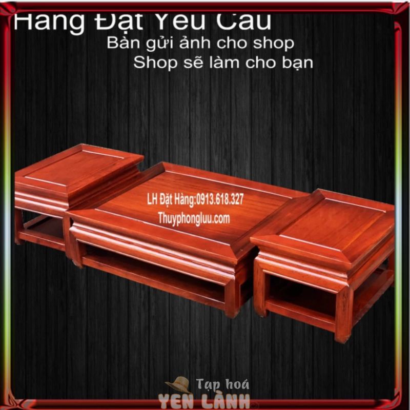 Đôn bàn chữ nhật phòng khách kiểu thấp gỗ hương hàng đặt