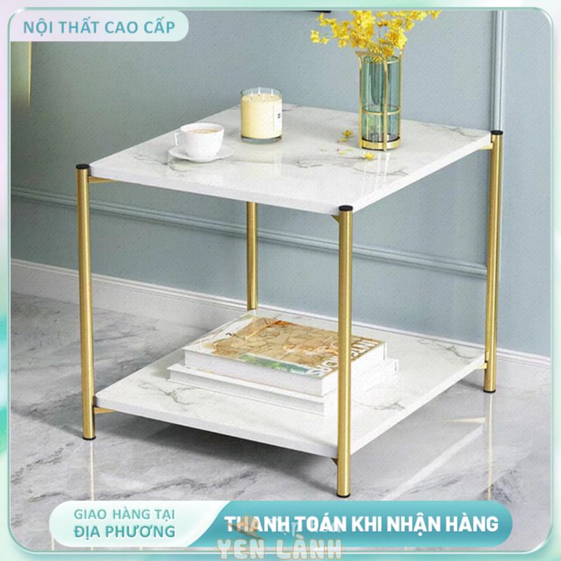 Bàn Trà Cafe Phòng Khách Hình Vuông Hình Tròn 2 Tầng, Kệ Gỗ Họa Tiết Vân Đá Decor Trang Trí Nội Thất Căn Phòng Gia Đình