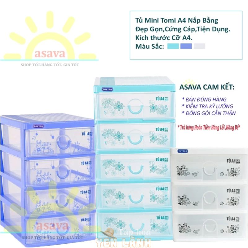 Tủ Nhựa Mini Để Bàn  3 Ngăn, 4 Ngăn, 5 Ngăn A4 Duy Tân- Nắp Bằng, Trong Suốt, Đẹp Gọn, Tiện Dụng