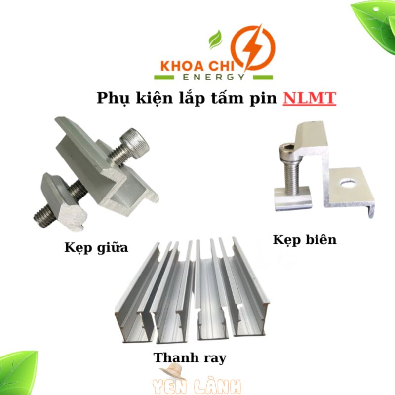 Thanh mini rail, thanh ray nhôm lắp pin năng lượng mặt trời,Thanh rail nhôm dài 16.5cm-20cm-30cm, Kẹp biên, kẹp giữa NLM