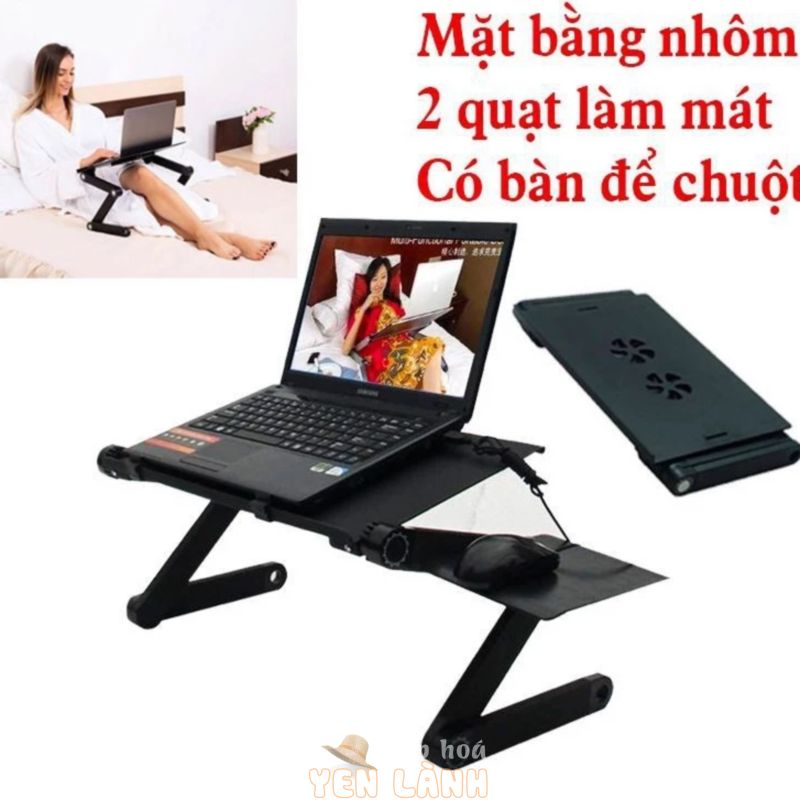 Bàn học gấp gọn thông minh mini, Bàn để Laptop đa năng trên giường tiện dụng xoay 360 độ hợp kim nhôm