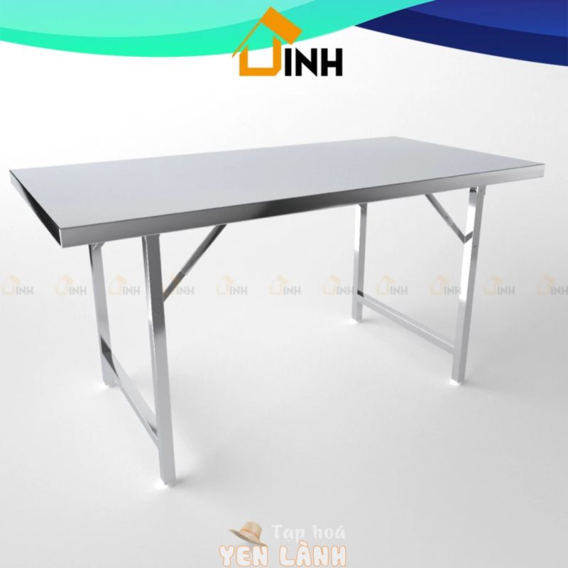 Bàn inox chữ nhật 80x160cm Qui Phúc, Bàn ăn inox vuông xếp gọn