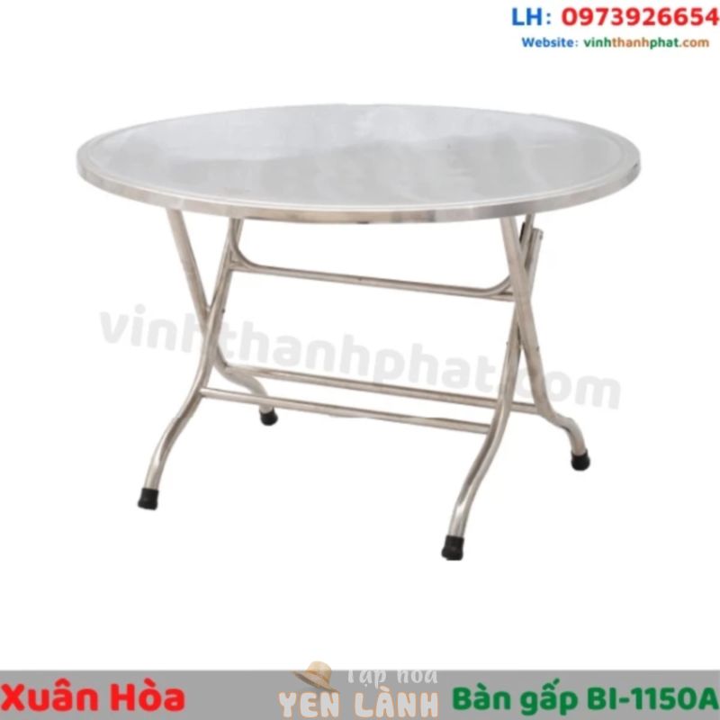 Bàn inox mặt hình tròn chân gấp Xuân Hòa