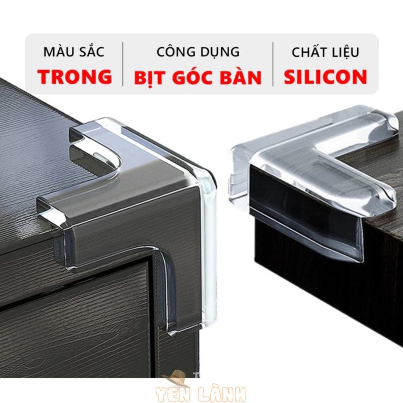 Bọc góc bàn, miếng bịt góc cạnh bàn kính, cạnh tủ vuông, bể cá bằng silicon an toàn cho bé, người già 88258